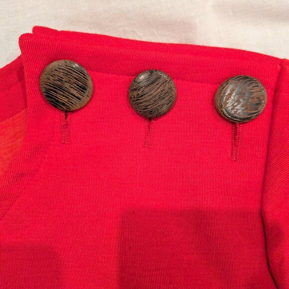 Vintage 70s Yves Saint Laurent Rive Gauche Red Wool Button Detail Top Blouse SZ - Picture 3 of 5